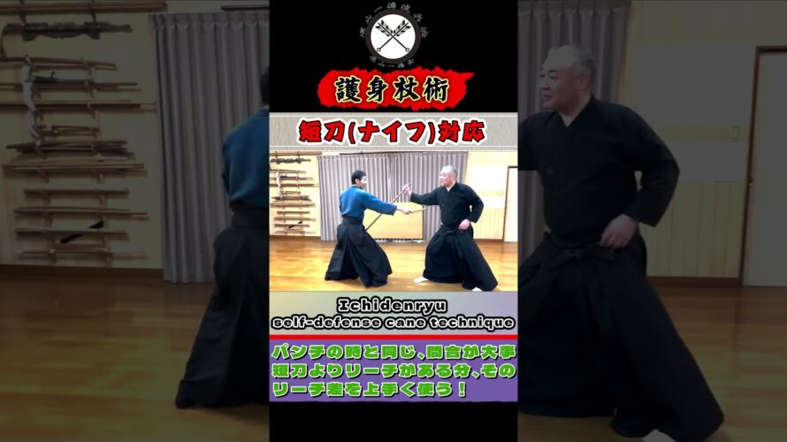 短刀(ナイフ)での刺し攻撃！！【護身杖術】Ichidenryu self-defense cane technique#shorts#ショート#古武道#剣術#浅山一伝流#居合#関