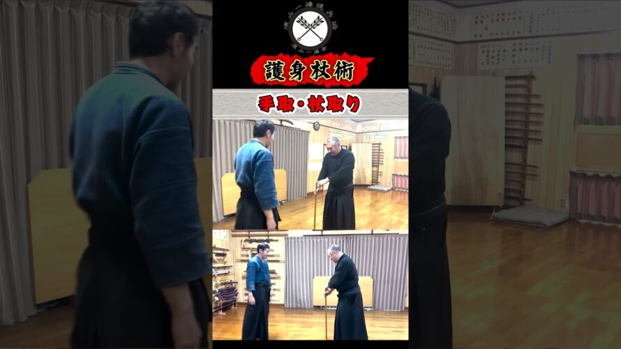 【体術対処】手を取ったり杖を掴んだり《護身杖術》Ichidenryu self-defense cane technique #shorts#ショート#古武道#剣術#浅山一伝流#居合#関